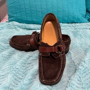 Sperry Brown Leather Suede Loafers with Buckle 9 1/2